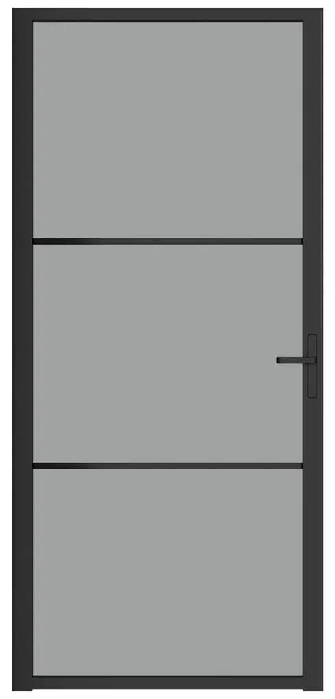 Porta de interior 93x201,5 cm vidro ESG e alumínio preto