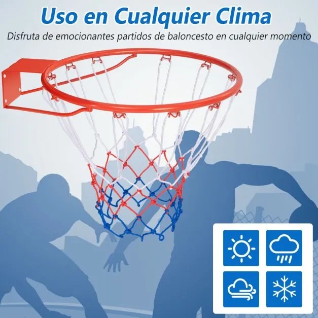 Cesto de basquetebol de 45 cm para montagem na parede com rede Laranja