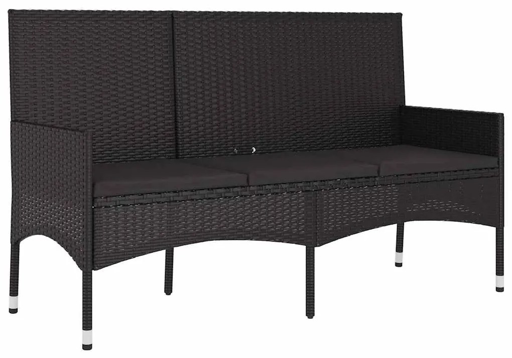 4 pcs conjunto lounge de jardim c/ almofadões vime PE preto