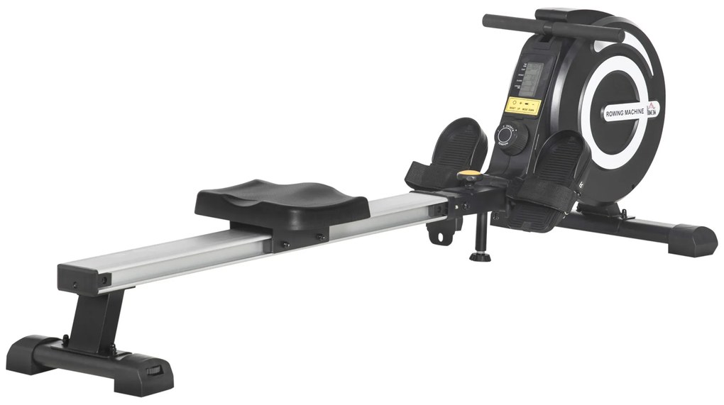 HOMCOM Máquina de Remo Dobrável com 8 Níveis de Resistência Magnética Volante de Inércia de 4kg Monitor LCD Aço Alumínio Carga 120kg | Aosom Portugal