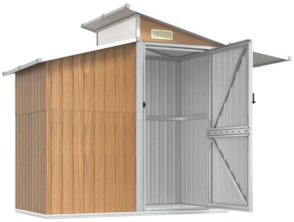 Abrigo de jardim 270x130x208,5 cm aço galvanizado castanho
