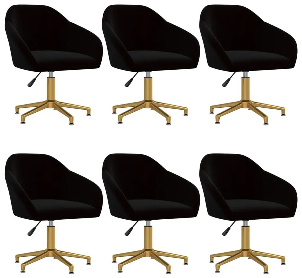 vidaXL Cadeiras de jantar giratórias 6 pcs veludo preto
