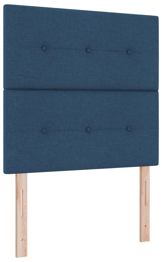 Cama Box Spring com Colchão e Banco Azul 90x200 cm Tecido