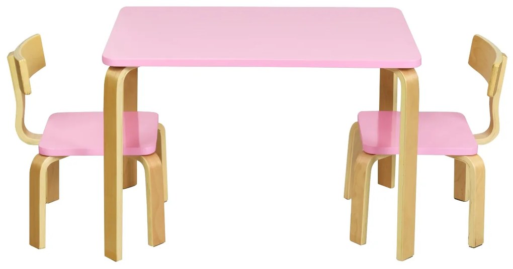 Mesa e 2 cadeiras de criança  de madeira Quarto Infantil Rosa