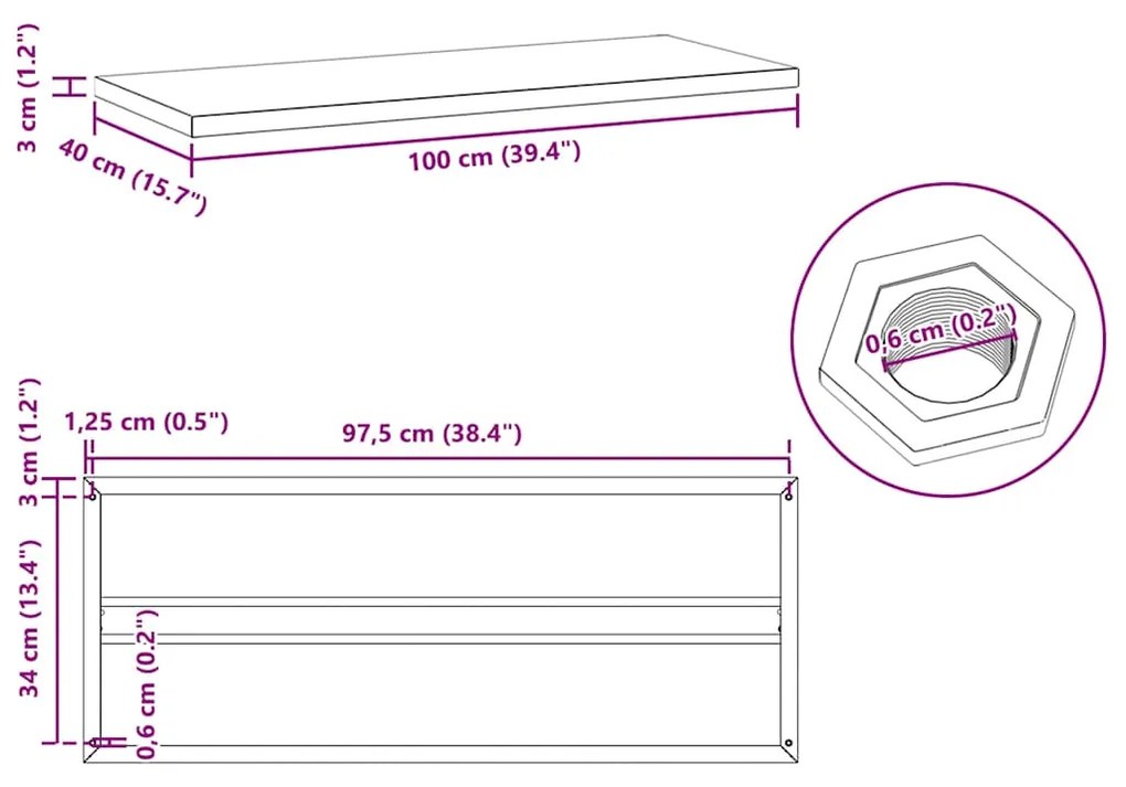 Prateleiras de parede 2 pcs 100x40x3 cm aço inoxidável prateado