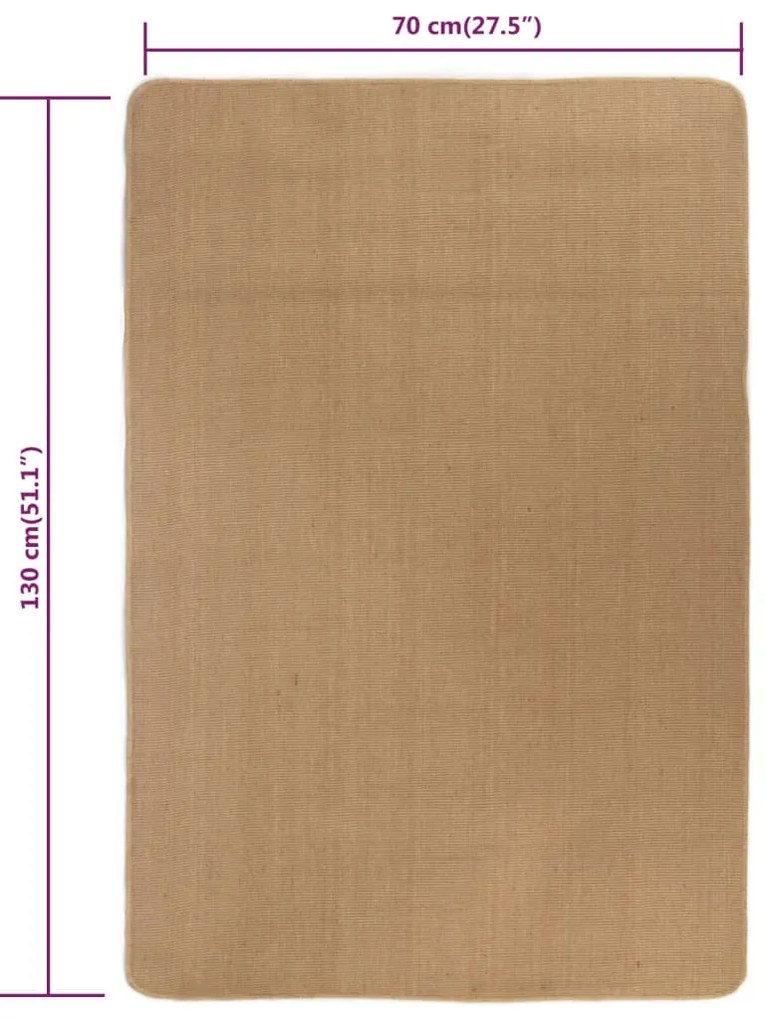 Tapete de divisão em juta com apoio de látex 70x130 cm natural