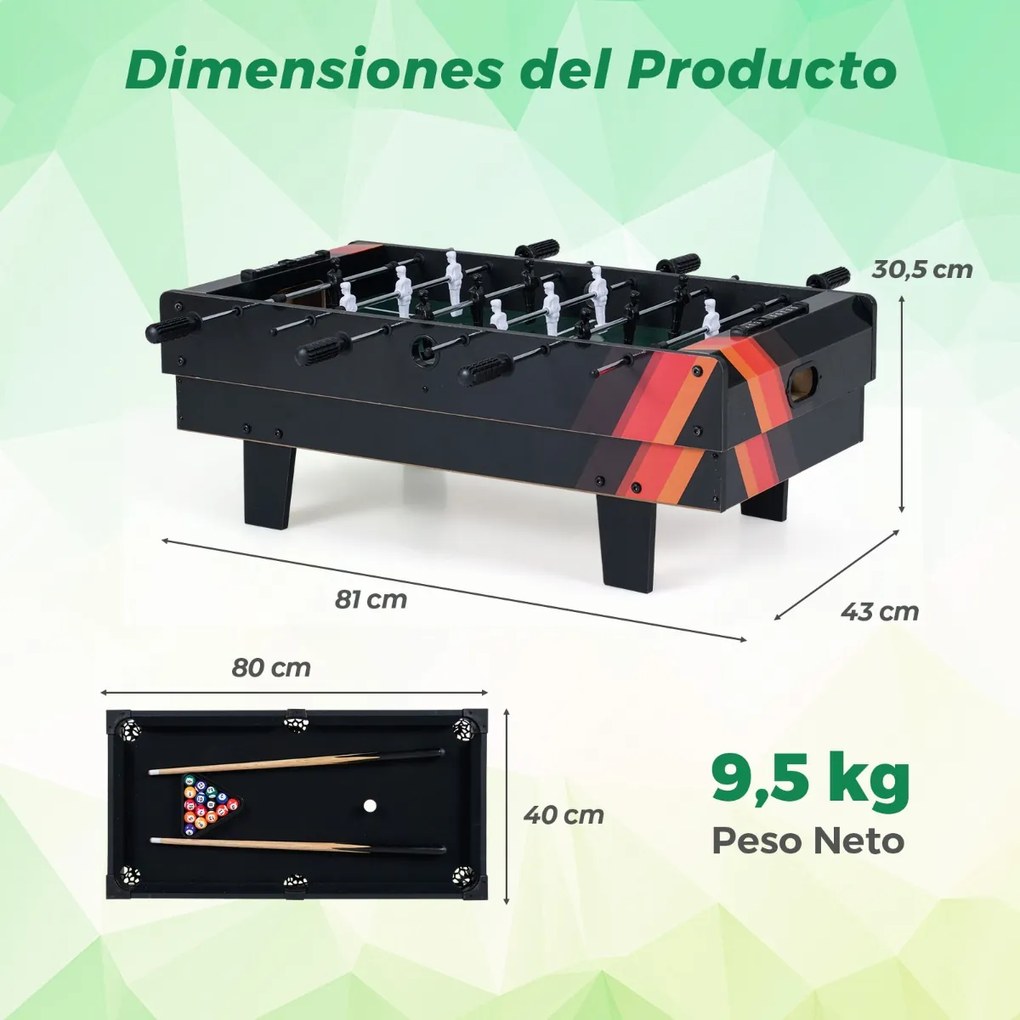 Mesa de jogos 4 em 1 81 x 43 x 30,5 cm com matraquilhos, bilhar, pingue-pongue e hóquei para crianças Preto