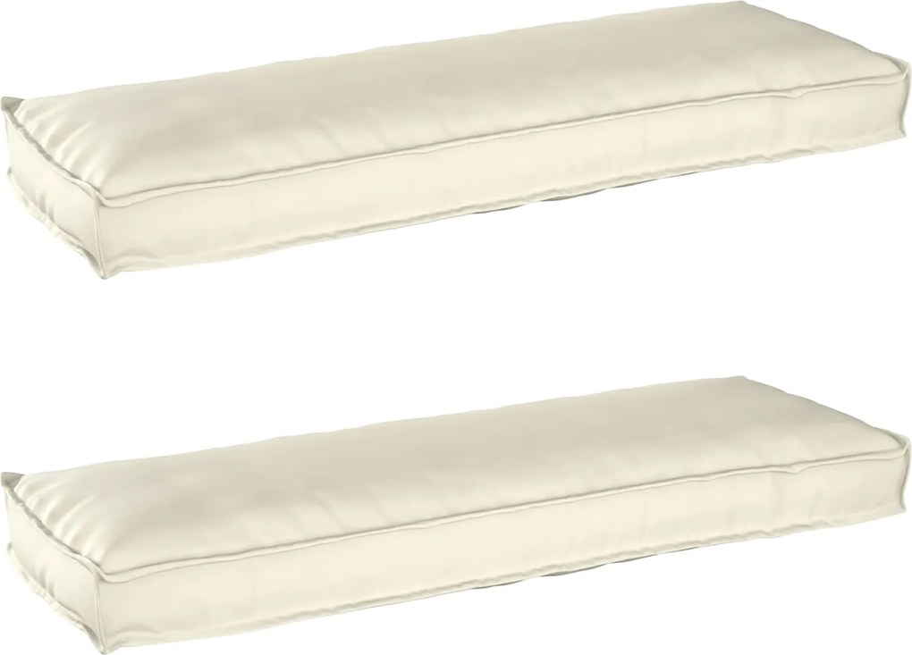 vidaXL Conjunto de Almofadas para Palete 2 pcs Creme 120 x 40 x 8 cm