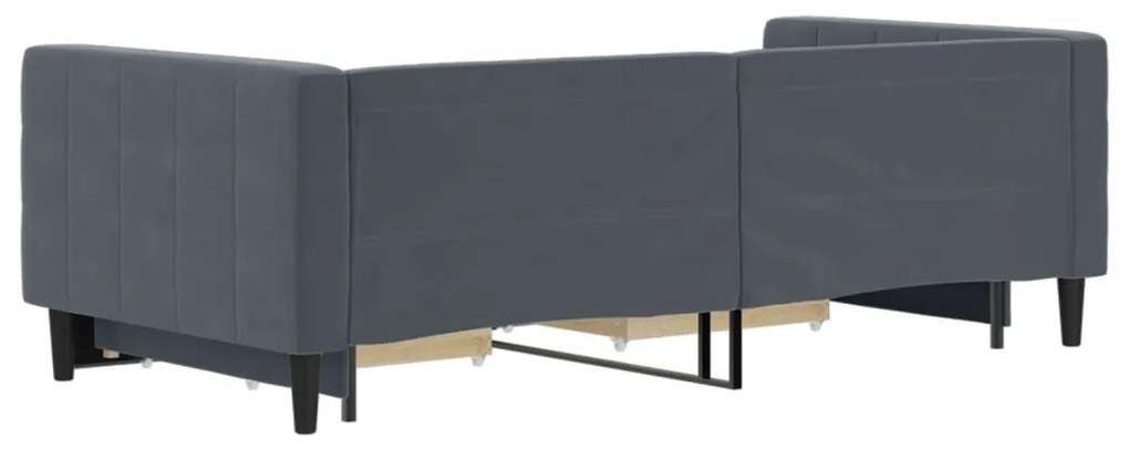 Sofá-cama c/ gavetão e gavetas 90x190 cm veludo cinzento-escuro