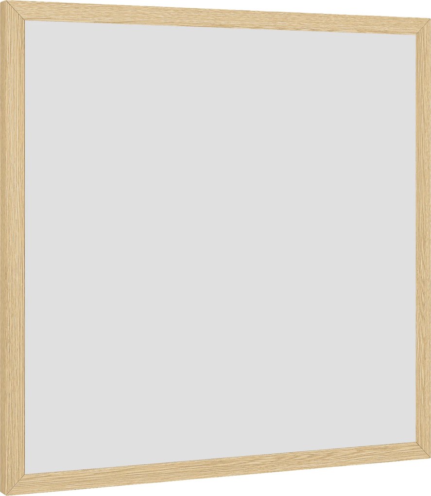 Espelho de parede quadrado de 50 x 50 cm, com moldura em madeira natural, ideal para a casa de banho, sala de estar ou quarto