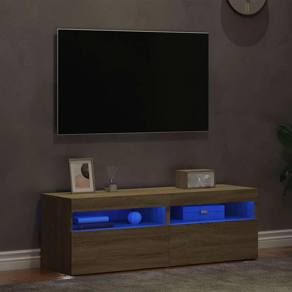 Móveis de TV com luzes LED 2 pcs 60x35x40 cm carvalho sonoma