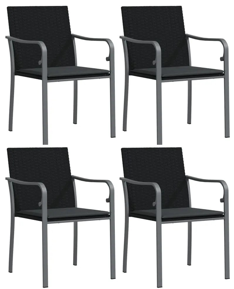 5 pcs conjunto de jantar p/ jardim c/ almofadões vime PE e aço