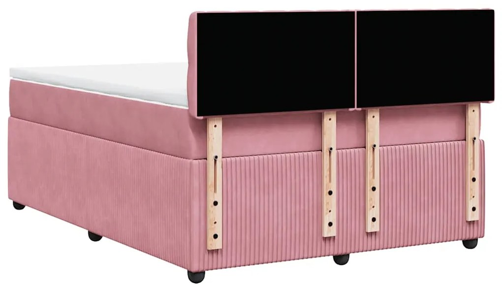 Cama com molas/colchão 160x200 cm veludo rosa