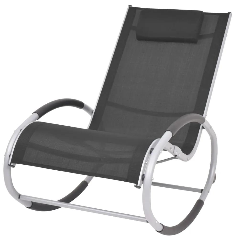 47781 vidaXL Cadeira de baloiço para jardim textilene preto