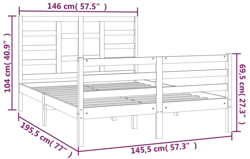 Estrutura de cama 140x190 cm madeira maciça branco