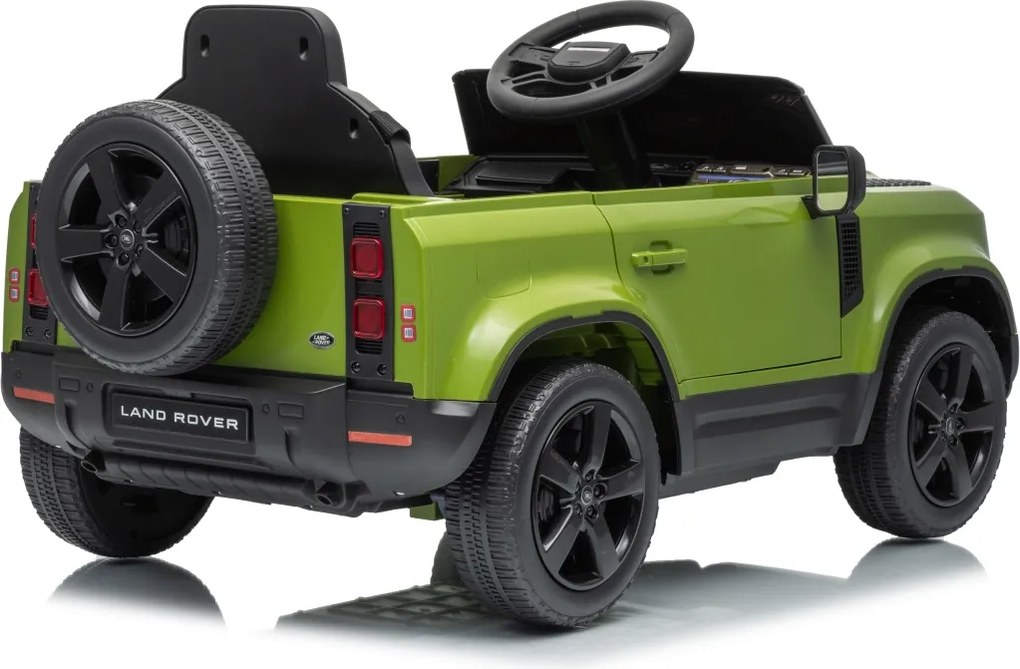 Carro elétrico para Crianças 12V 4x4 Land Rover Defender Rodas de espuma EVA, Assento Couro ecológico, Controlo remoto Verde