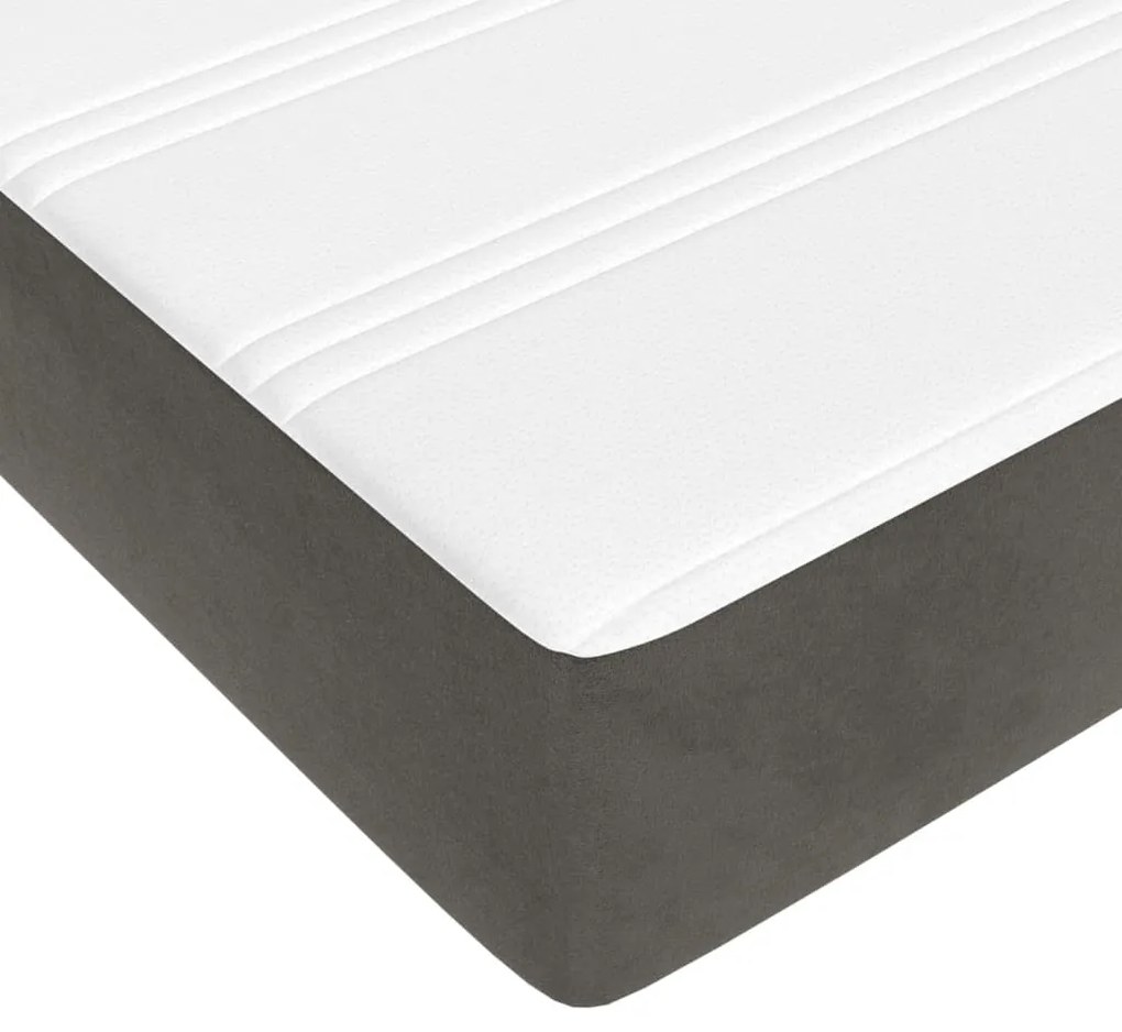 Cama boxspring com colchão 120x200 cm veludo cinzento-escuro