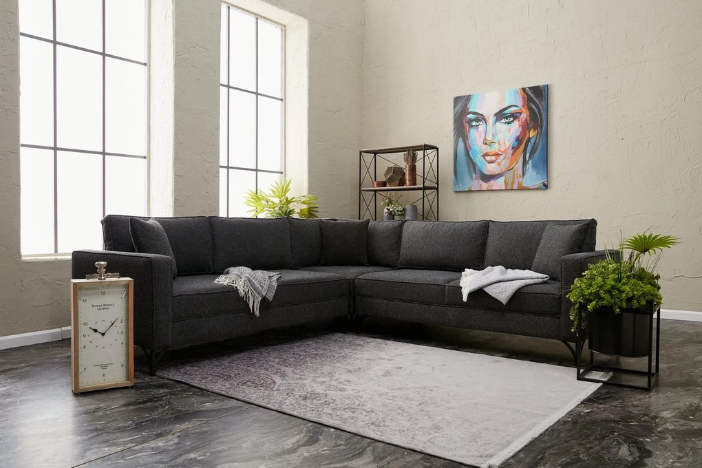 Sofá de Canto Berlin – Antracite – 258 x 258 cm