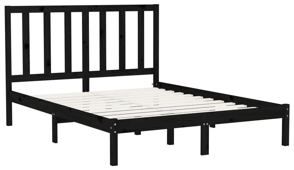 Estrutura de cama king 150x200 cm madeira maciça preto