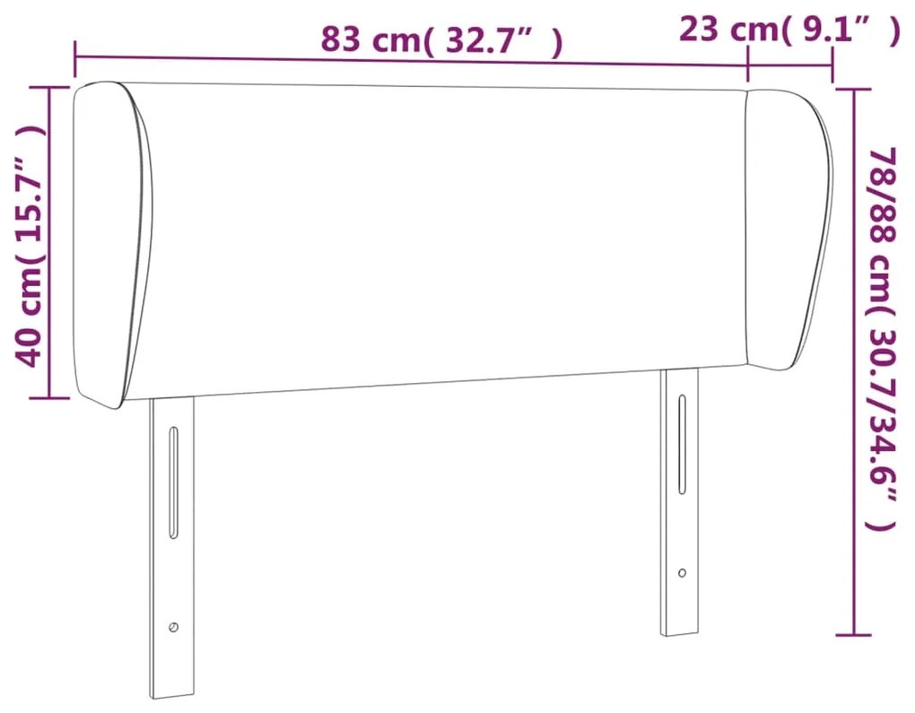 Cabeceira de cama c/ abas tecido 83x23x78/88 cm cinzento-escuro