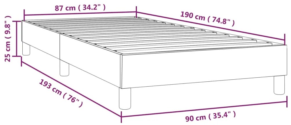 Estrutura de cama 90x190 cm veludo cinzento-escuro