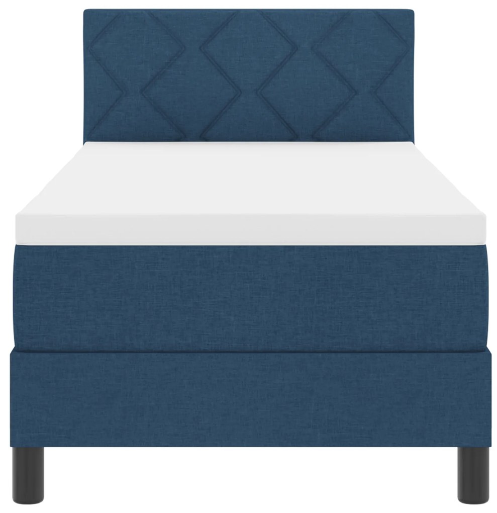 Cama Box Spring com Colchão Azul 80x200 cm Tecido