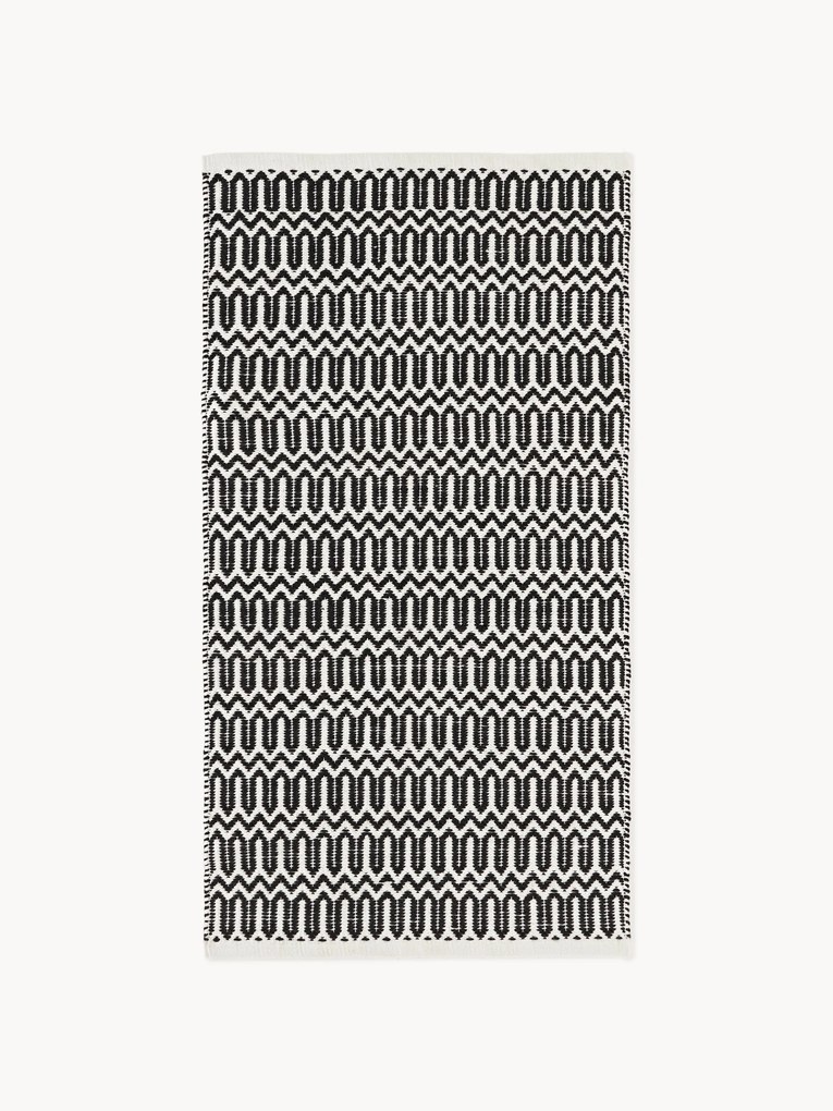 Tapete artesanal para interior e exterior com padrão geométrico Rune