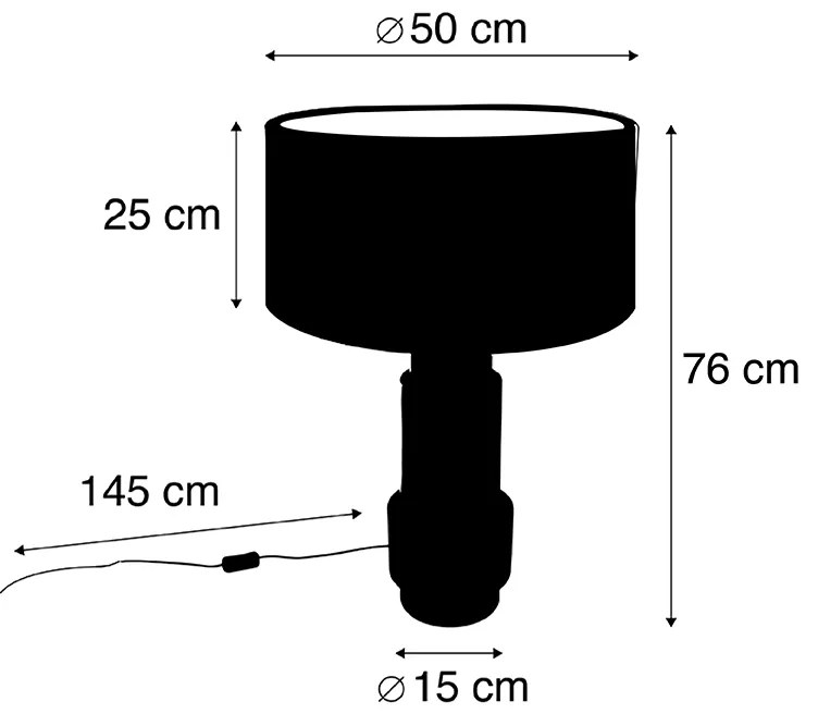 Candeeiro de mesa bronze com abajur de veludo borboleta 50 cm - Bruut Art Deco