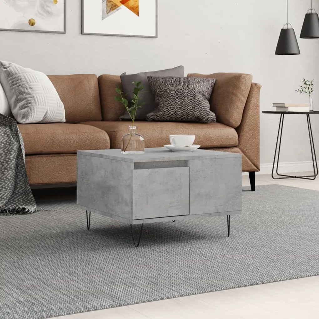 vidaXL Mesa de centro 55x55x36,5 cm derivados madeira cinzento cimento