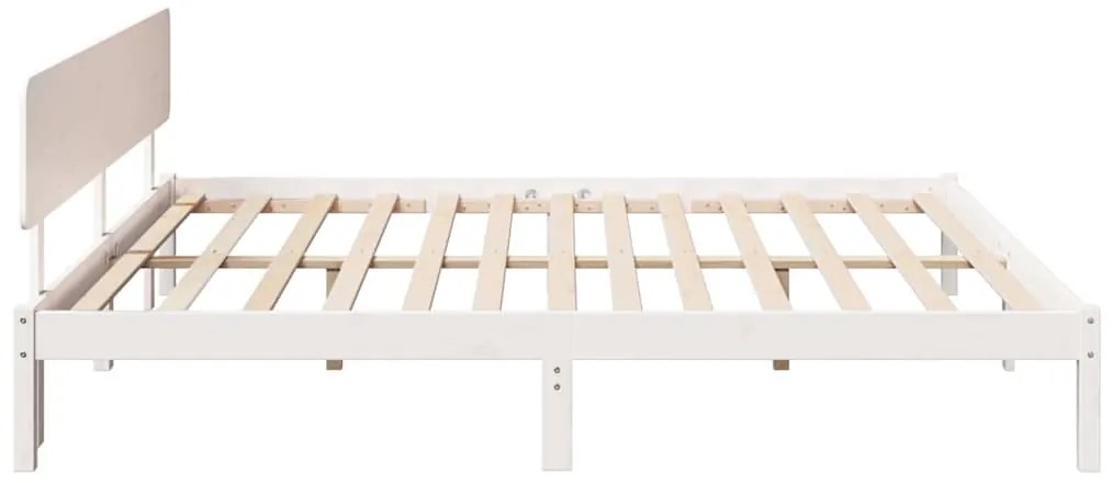 Estrado de Cama com Cabeceira Branca 180x200 cm em Madeira de Pinho