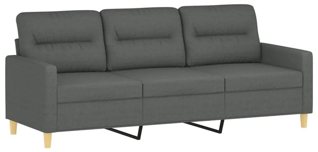 2 pcs conjunto de sofás com almofadões tecido cinzento-escuro