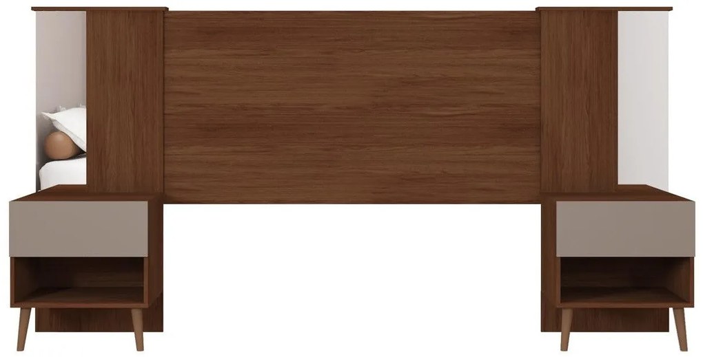 Cabeceira de Cama LUCHIA – Extensível + 2 Mesas de Cabeceira – MDP Hab