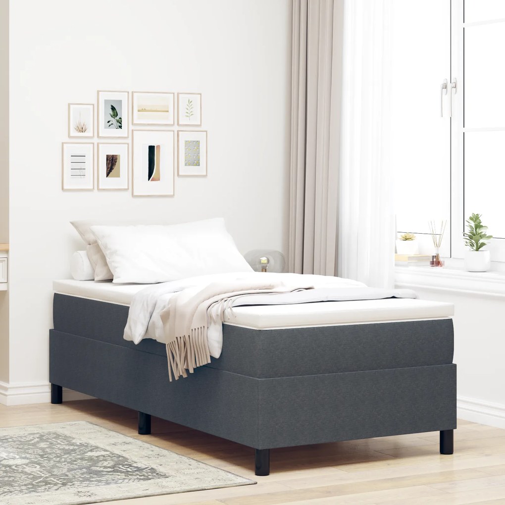 Cama Box Spring vidaXL Cinza Escuro 90x200 cm em Tecido Corduroy