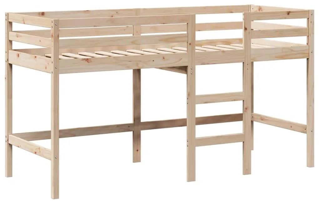 Cama alta c/ escada e telhado 90x190 cm pinho maciço