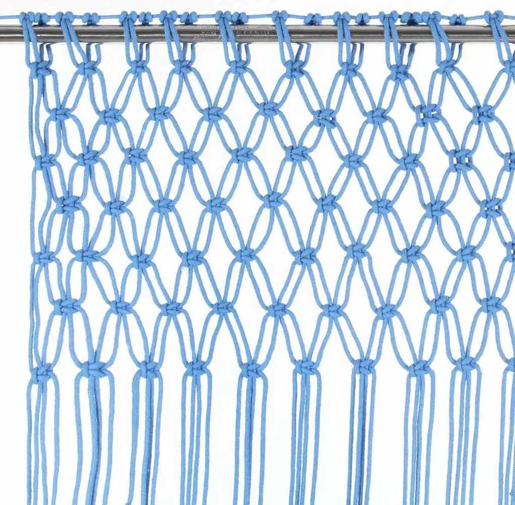 Cortina macramé 140x240 cm algodão azul