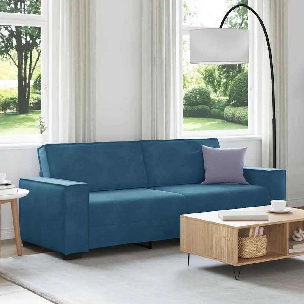 vidaXL Sofá de 3 lugares 180 cm veludo azul