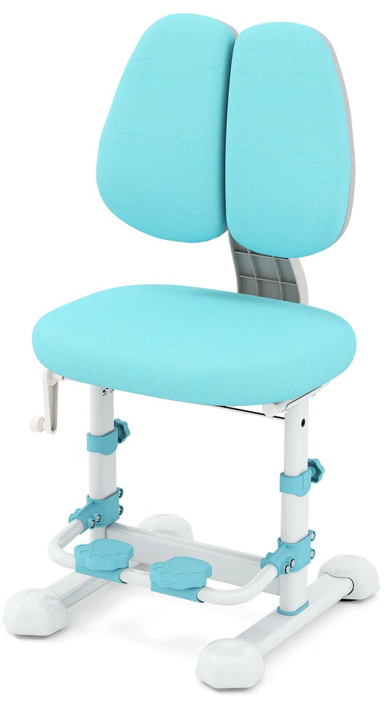 Cadeira de estudo infantil com encosto duplo ajustável e apoio para os pés, cadeira de escritório sem braços cinza