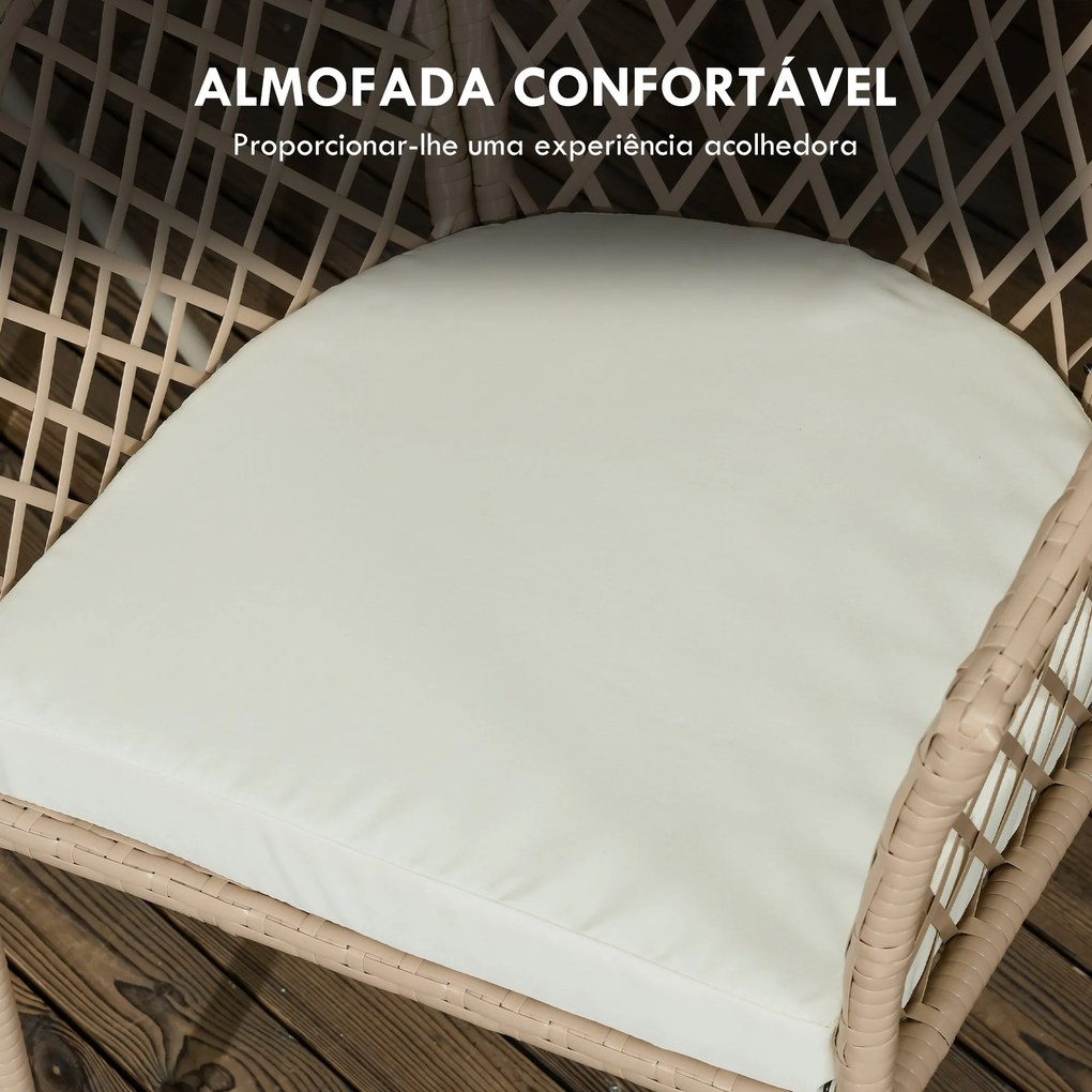 Conjunto 3 Peças de Jardim em Vime Conjunto com 2 Poltronas e 1 Mesa d