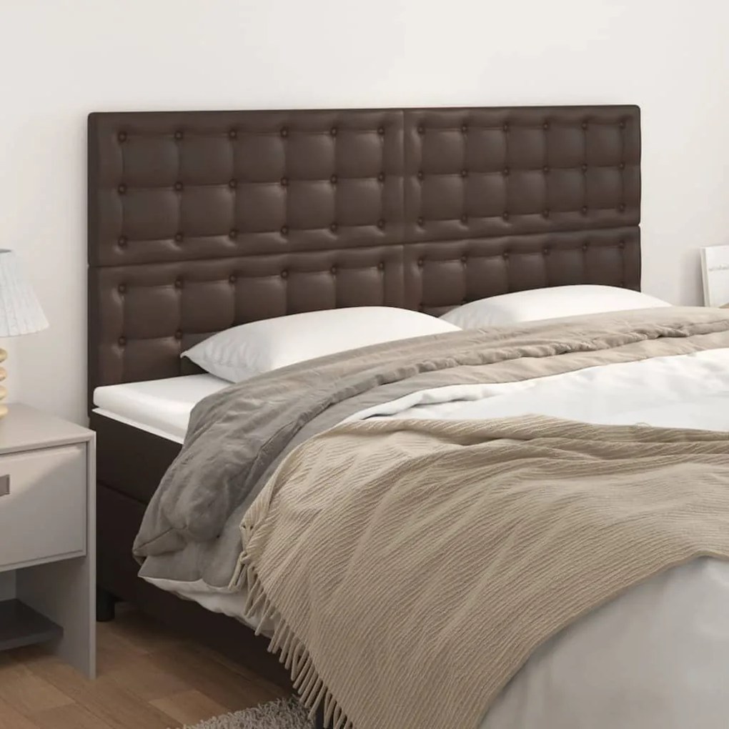 vidaXL Cabeceira de cama 4 pcs couro artificial 80x5x78/88 cm castanho