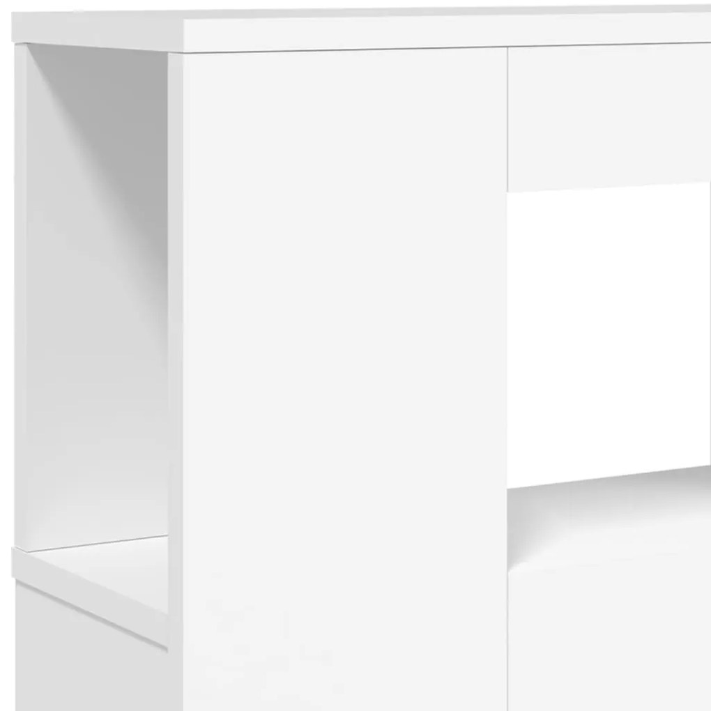 Cabeceira cama c/ LEDs 140x18,5x103,5 cm deriv. madeira branco