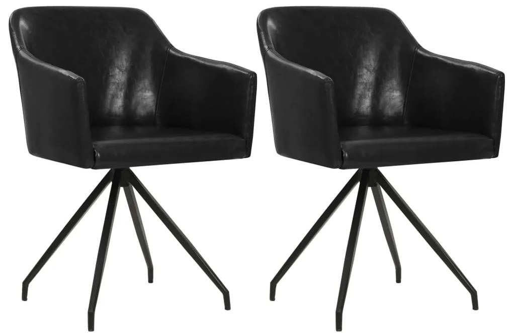 vidaXL Cadeiras de jantar giratórias 2 pcs couro artificial preto