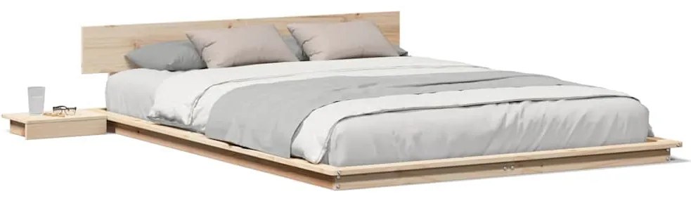 Estrado de cama com mesas de cabeceira 160x200cm Madeira Maciça
