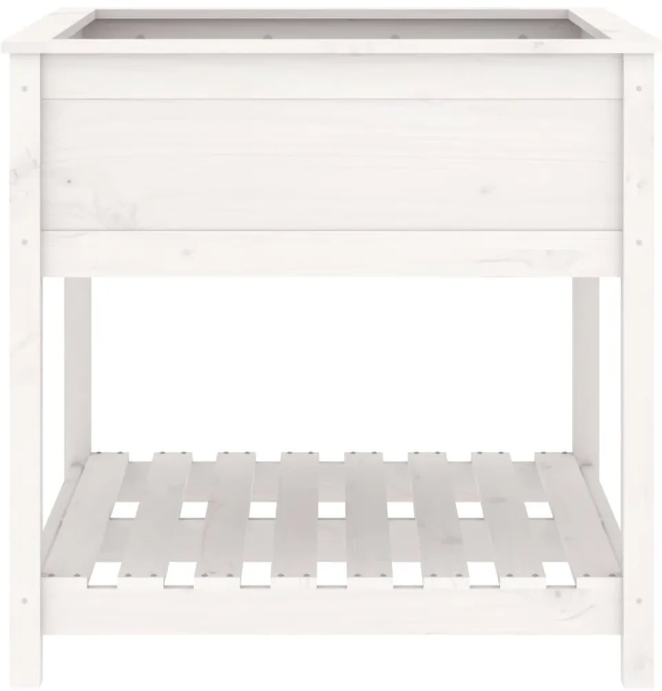 Vaso/floreira com prateleira 82,5x82,5x81cm pinho maciço branco