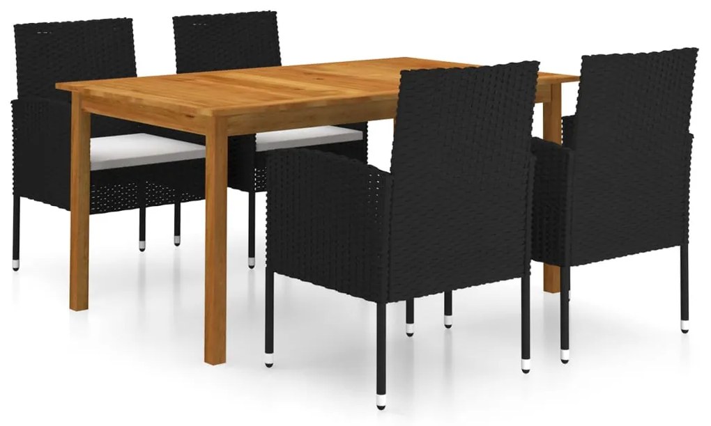 vidaXL 5 pcs conjunto de jantar para jardim preto