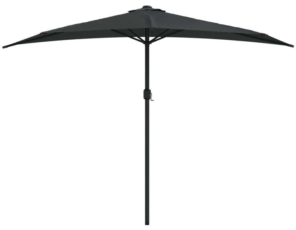 Guarda-sol c/ poste alumínio semicircular 300x155x223 cm preto