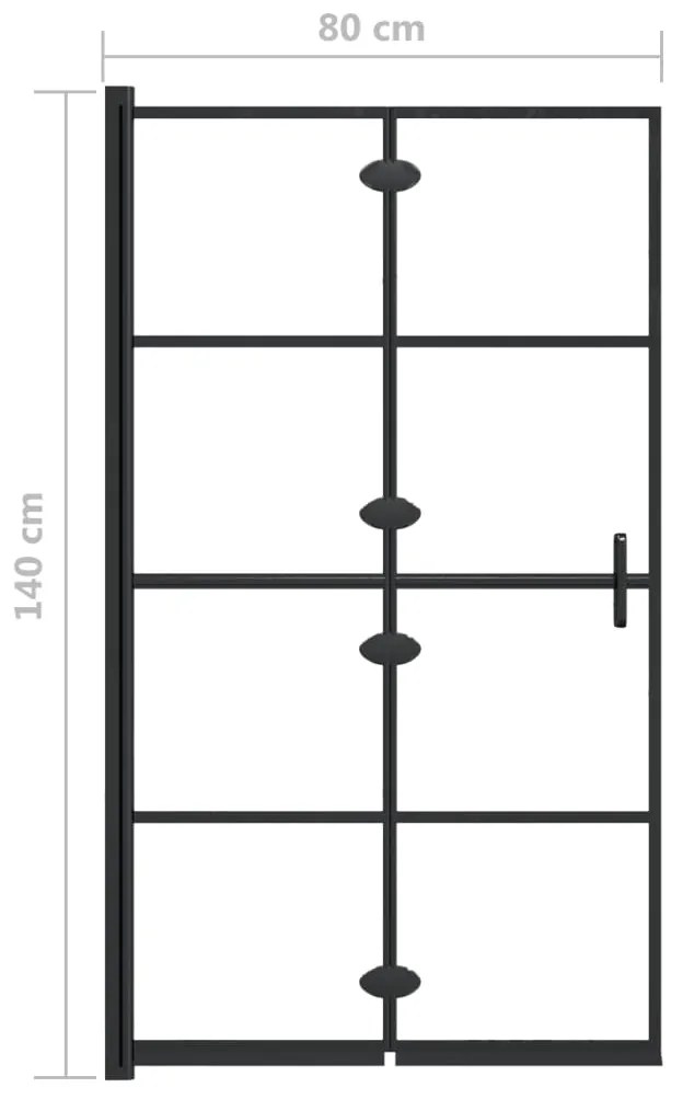 Divisória de chuveiro dobrável ESG 80x140 cm preto