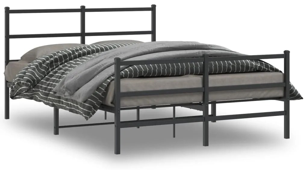 Estrutura de cama com cabeceira e pés 140x190 cm metal preto