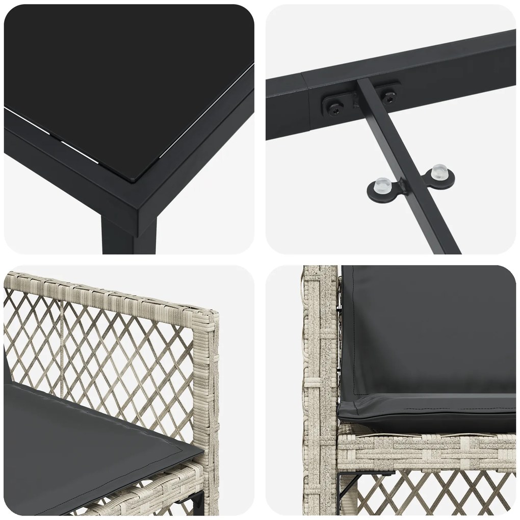 Conjunto de Jantar para Jardim vidaXL 5 Peças com Almofadas Cinza-Clar