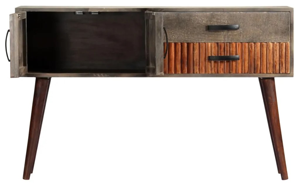 Mesa consola 120x35x75 cm mangueira áspera maciça cinzento