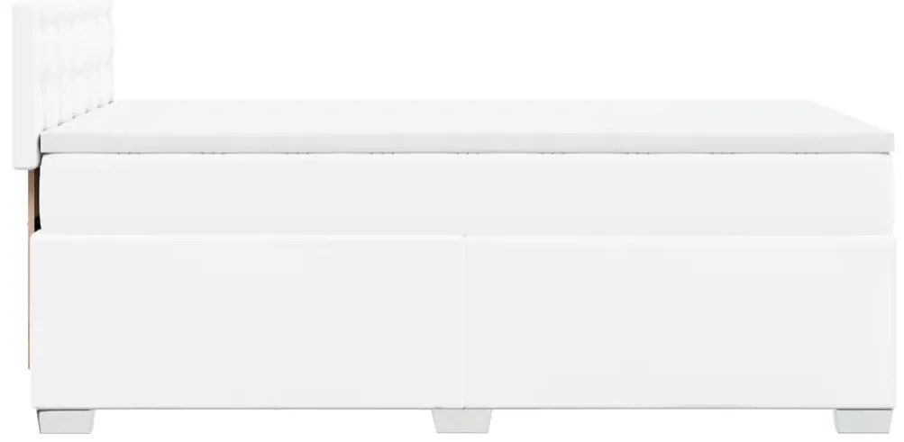 Cama com molas/colchão 90x190 cm couro artificial branco